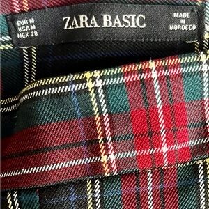 Zara Red and Green Skinny Plaid Pants.